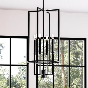 Urban Ambiance Luxury Contemporary Chandelier 31.375''H x 15''W,  Midnight Black Finish,  Parkes Collection, UHP4246 - 1 of 4