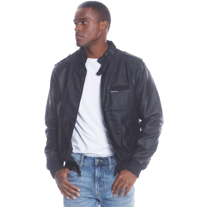 Members Only Men's Big and Tall Faux Leather Iconic Racer Jacket, 4 of 7