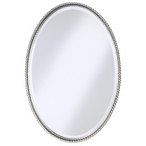 Uttermost Oval Vanity Decorative Wall Mirror Beveled Glass Brushed Nickel Metal Frame 22" Wide for Bathroom Bedroom Living Room - 1 of 4