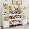 Kids Toy Storage Organizer with 8 Removable Toy Bins, Bookshelf & 2 Storage Cubbies – Playroom, Bedroom & Classroom Organization, White - 4 of 4