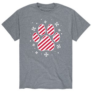 Men's - Instant Message - Candy Cane Striped Paw Print Short Sleeve Graphic T-Shirt - 1 of 4