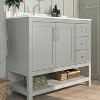 Emma and Oliver Bathroom Vanity, Single Sink Cabinet with 2 Soft Close Doors, Open Shelf and 3 Drawers, Carrara Marble Finish Countertop - 2 of 4