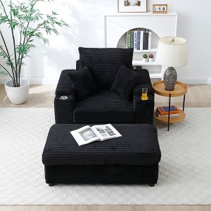 CAVINAS Corduroy Oversized Accent Chair with Ottoman and Large Seat,Modern Chair and Ottoman Sets for Bedroom,Reading Room - 1 of 4