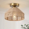 Dewdrop Rustic Semi Flush Mount Light Fixture, Natural Jute Ceiling Light for Bedroom Kitchen Hallway - 2 of 4