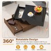 2 Drawers, High Gloss 2-Tier Center Table, Walnut Frame, Black - 2 of 3