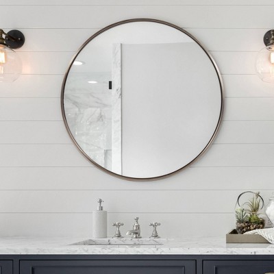 Copenhagen Sleek Brushed Brass Round Vanity Mirror