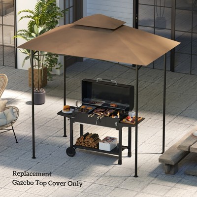 Brown Polyester Double Tiered Grill Gazebo Replacement Canopy Cover