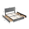 Upholstered Queen Size Platform Bed Frame With 4 Drawers On Two Sides Mattress Foundation Easy Assembly For Bedroom - 4 of 4