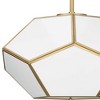 Progress Lighting Latham 3-Light Semi-Flush Mount, Vintage Gold, White Art Glass. Geometric framework with handmade glass. - 2 of 3