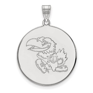 Black Bow Jewelry 14k White Gold Kansas Jayhawks NCAA Extra Large Pendant - 1 of 3