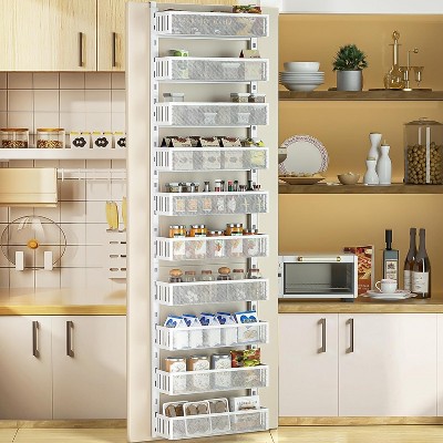 GustoWave 10-tier Over The Door Pantry Organizer with Mesh Baskets, Adjustable & Stable Hanging Spice Rack