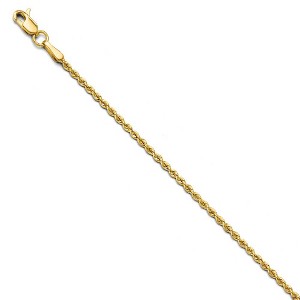 Black Bow Jewelry 1.75mm 14k Yellow Gold Classic Solid Rope Chain Bracelet & Anklet - 1 of 4