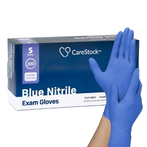 CareStock Blue Nitrile Exam Gloves - Powder Free, Slip-Resistant, Disposable, 1 Box - 1 of 4