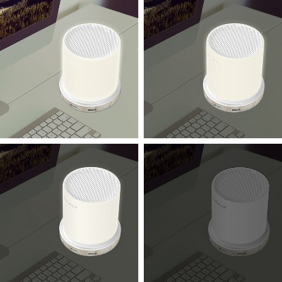 White Touch Control USB Table Lamp with Wooden Base