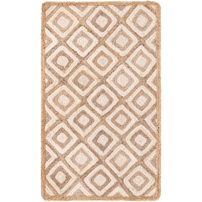 Handmade Braided Jute Geometric 3'x5' Area Rug in Natural Brown