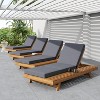 Christopher Knight Home Dawn Patio Rustic Acacia Wood Adjustable Chaise Lounge with Water-Resistant Cushions (Set of 4) - 2 of 4