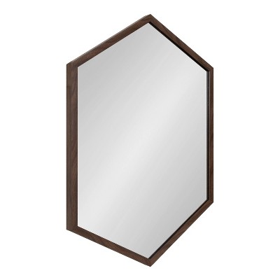 22" x 31" Laverty Hexagon Wall Mirror Walnut Brown - Kate & Laurel All Things Decor