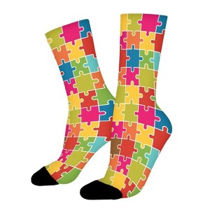 Autism Awareness Women Printed Crew Socks Funny Funky Socks Soft Polyester Novelty Gifts for Artists Men - 1 of 1