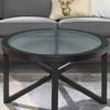 LIVAREEmlen Modern Simple Glass Coffee Table, Tempered Glass Coffee Table Solid Wood Base Round Transparent Glass Top(Black) - 4 of 4