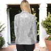 Anna-Kaci Women's Long Sleeve Sparkle Sequin Two Button Blazer Jacket - 3 of 4