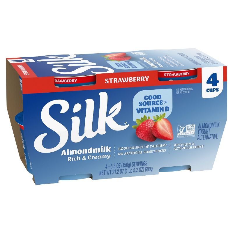 Silk Strawberry Almondmilk Yogurt Alternative - 4ct/5.3oz Cups, 2 of 7