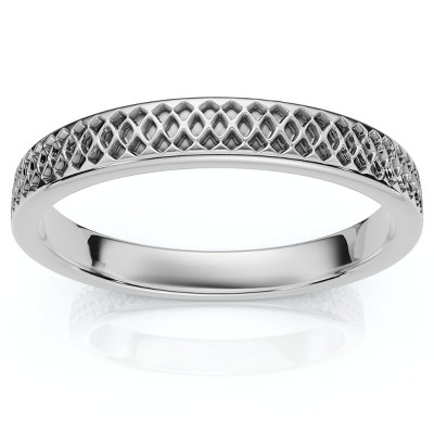 Pompeii3 Slim Criss-Cross Stackable Band 14k Gold or Platinum