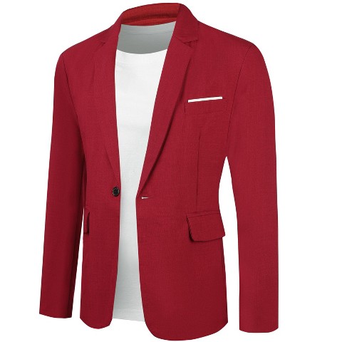 Мужские куртки INSPIRE CHIC Men's Singled Breasted One Button Business Sports Coats Burgundy Small