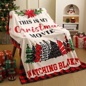 Lomsoe Merry Christmas Blanket Red Throw Blanket Flannel Warm Christmas Tree Snowflake Winter Decor for Sofa Couch Bed. - 1 of 4