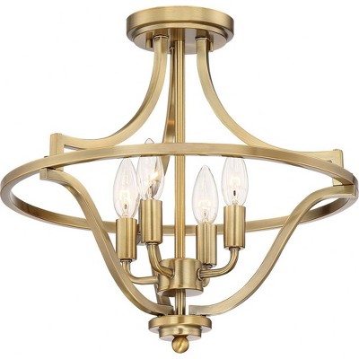 Harvel 16" Weathered Brass Semi-Flush Mount Ceiling Light