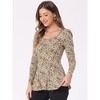 INSPIRE CHIC Women's Long Sleeves Padded Shoulder Scoop Neck Printed Peplum Shirt - 2 of 4