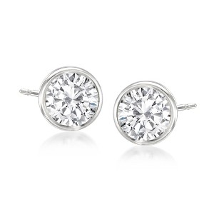 Ross-Simons 1.00 ct. t.w. Bezel-Set Diamond Stud Earrings in 14kt White Gold - 1 of 4