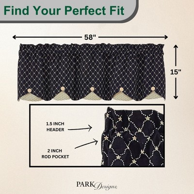 Black and Beige Scalloped Rod Pocket Valance