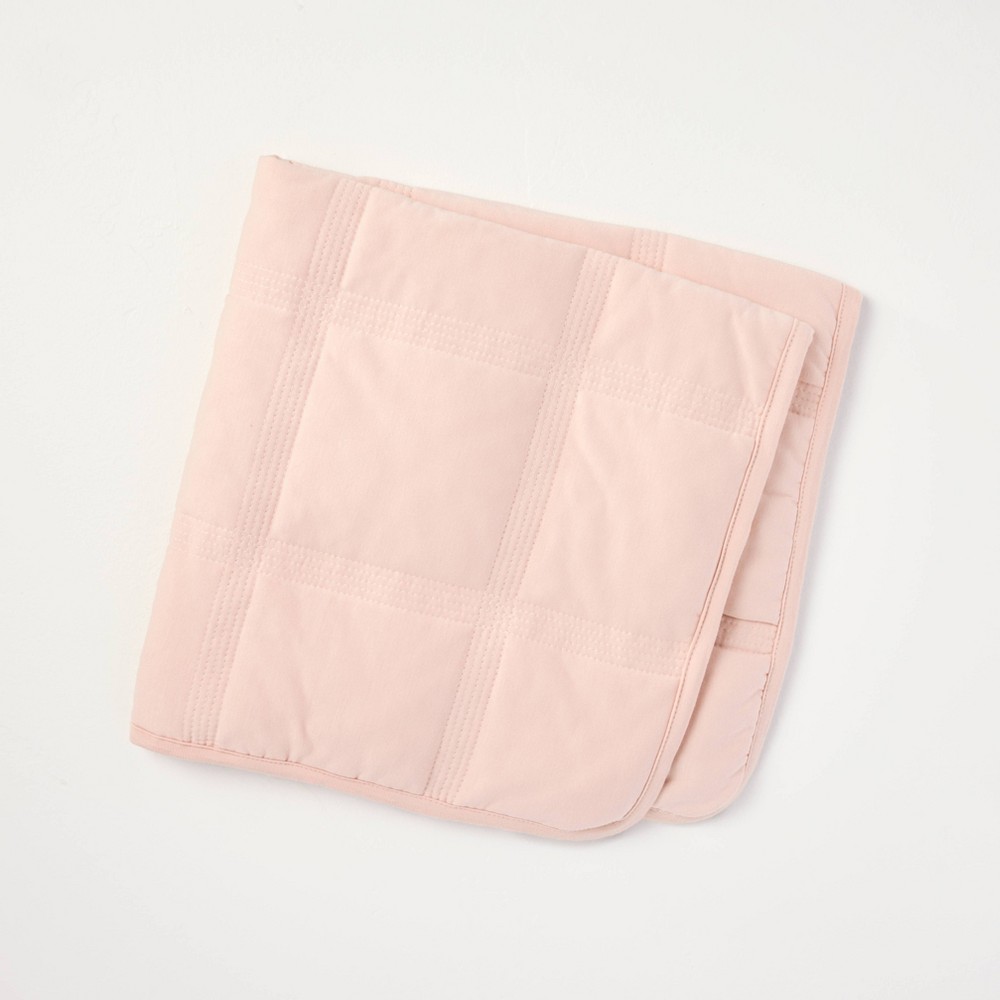 Blush Pink Quilted Baby Stroller Blanket - Hearth & Hand™ with Magnolia: OEKO-TEX Certified, Knitted Rayon Blend