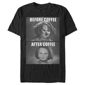 Men's Child's Play Before and After Coffee Meme T-Shirt - 1 of 4