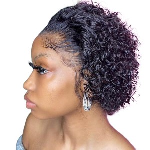 Jessie's Wig Short Curly Wigs Pixie Cut Lace Front Wig 6 inch Human Hair 13X1 Human Hair Wigs Lace Front Wig Plucked Pixie Curly Wigs for Women - 1 of 4
