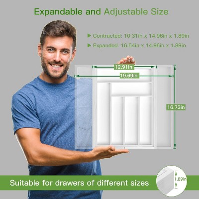 Pipishell Bamboo Expandable Drawer Organizer for Utensils Holder, Adjustable Cutlery Tray, Flatware, Knives in Kitchen, Bedroom, Living Room — фото 3