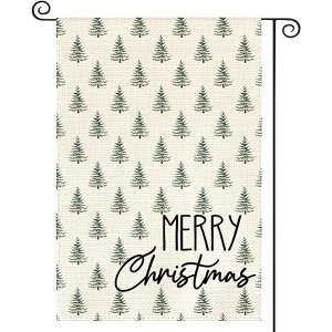 Lomsoe Watercolor Christmas Tree Merry Christmas Garden Flag 12x18 Inch Festive Holiday Yard Outdoor Decorative Flag Christmas Gift Christmas Decor - 1 of 1