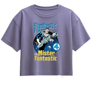 Girls' - Marvel - Fantastic Four Mr Fantastic Comic Book Cover Short Sleeve Boxy Graphic T-Shirt - 1 of 1
