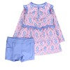 RuffleButts Girls UPF50+ Active Long Sleeve Zip Flutter Dress & Bike Short Set - Pink Fairytale Jewels, 8 - 2 of 2
