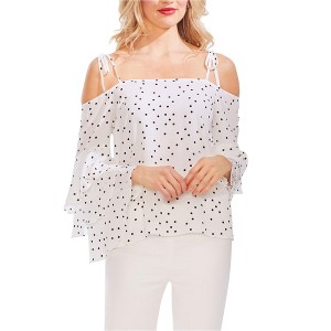 Vince Camuto Womens Tiered-Sleeve Cold Shoulder Blouse - 1 of 1