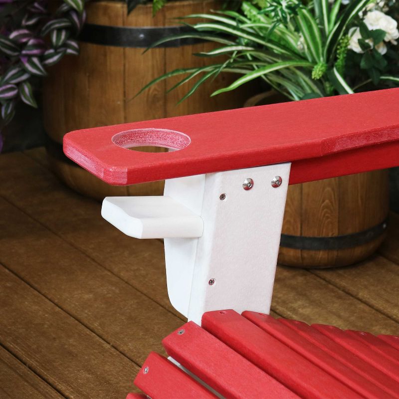 Sunnydaze Plastic All-Weather Heavy-Duty Outdoor Adirondack Chair with Drink Holder, 5 of 10