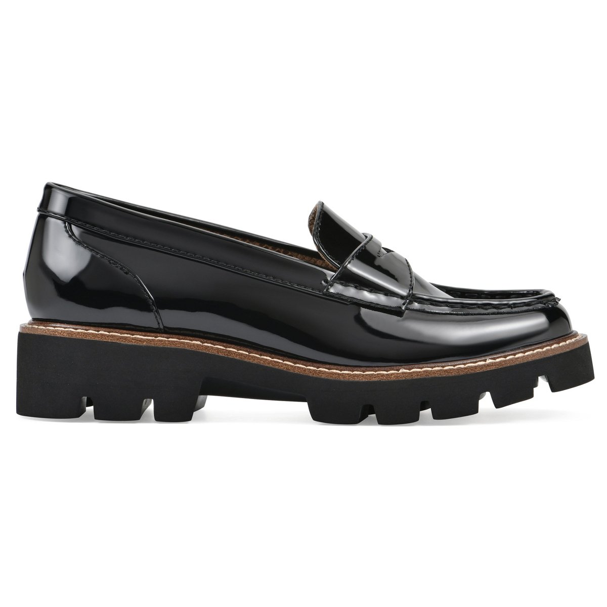 Женские туфли White Mountain Women's Gunner Lug Sole Loafer, Black Patent, 8 — фото 2
