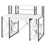 Vynxaria Modern Industrial All Purpose Writing Desk - White Finish (Black/Faux Concrete Optional), 1 Drawer, 8 Compartments, Black Metal Sled Base - 4 of 4