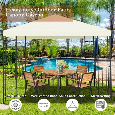 Beige 10'x10' Steel Frame Patio Gazebo Canopy Tent
