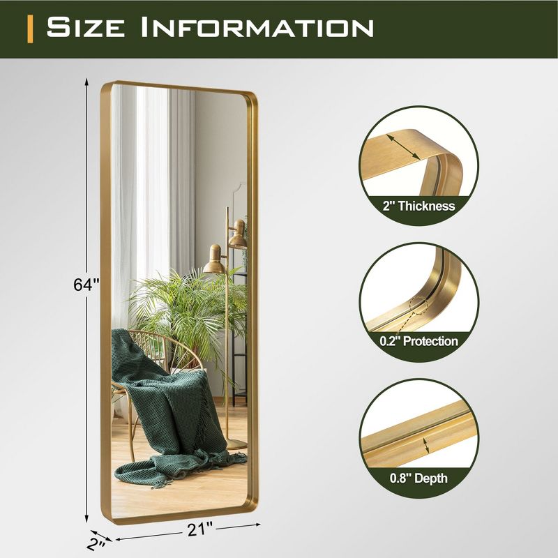 Neutypechic Metal Framed Rectangle Full Length Mirror Leaning Mirror Large Mirror, 3 of 6