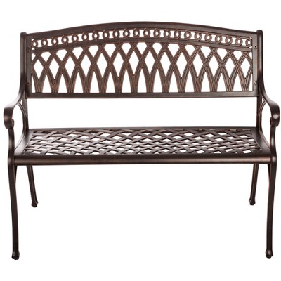 Simone 40" Antique Bronze Cast Aluminum Patio Bench