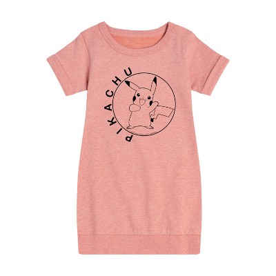 Girls' - Pokémon - Happy Pikachu Graphic Short Sleeve Fleece Dress