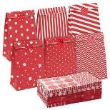Sparkle and Bash 36 Pack Goodie Gifts Bags, Party Favors Paper Treat Bags with Stickers for Birthday & Holidays Party Supplies, Red 5.5x9x3.15 In