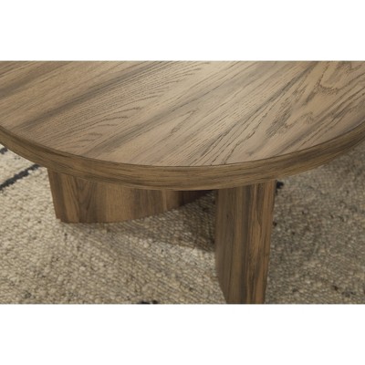 Oval Warm Brown Wood Lift-Top Coffee Table