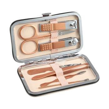 Unique BargainsStainless Steel Manicure Nail Clippers Pedicure Tools Rose Gold Tone 7 in 1 Set